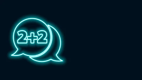 Glowing neon line Math system of equation solution on speech bubble icon Stock Footage 141829101
