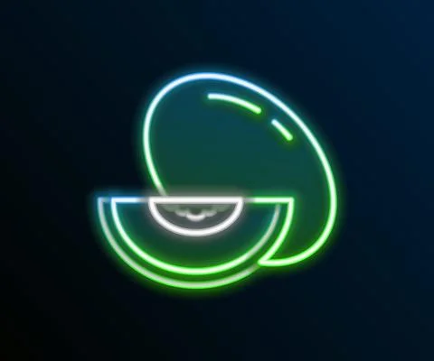 Glowing neon line Melon fruit icon isolated on black background. Colorful Stock Illustration
