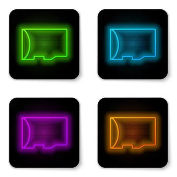 Glowing neon line Micro SD memory card icon isolated on white background. Black 스톡 일러스트