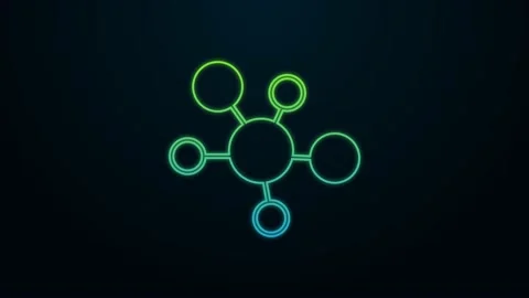 Glowing neon line Mind map infographic icon isolated on black background. 4K Stock Footage 225897526