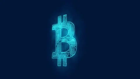 Glowing neon line Mining bitcoin from graphic tablet icon isolated on black Stock Footage 157886354