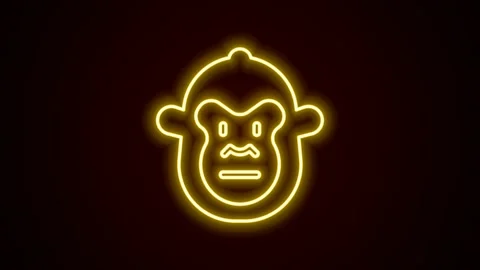 Glowing neon line Monkey icon isolated on black background. Animal symbol. 4K Stock Footage 159323014