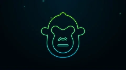 Glowing neon line Monkey icon isolated on black background. Animal symbol. 4K Stock Footage 159323016