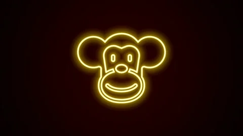 Glowing neon line Monkey icon isolated on black background. Animal symbol. 4K Stock Footage 159323076