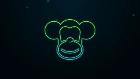 Glowing neon line Monkey icon isolated on black background. Animal symbol. 4K Stock Footage 159323078