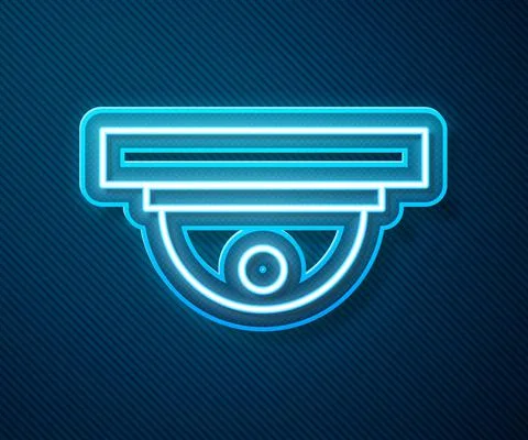 Glowing neon line Motion sensor icon isolated on blue background. Vector Stock Illustration