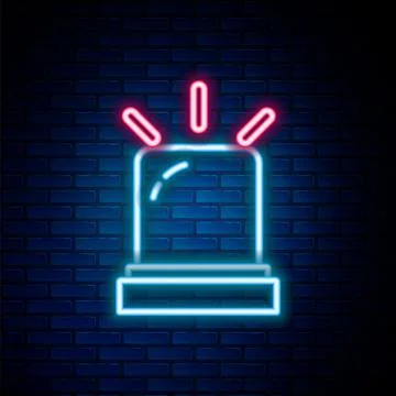 Glowing neon line Motion sensor icon isolated on brick wall background. Color Stock Illustration