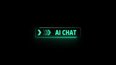 Glowing neon line mouse cursor animation pointing towards AI chat button in.. Stock Footage 340179369