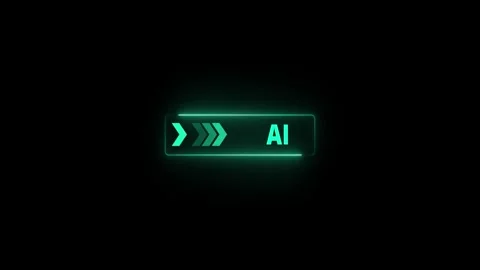 Glowing neon line mouse cursor animation pointing towards AI frame button i.. Stock Footage 340179372