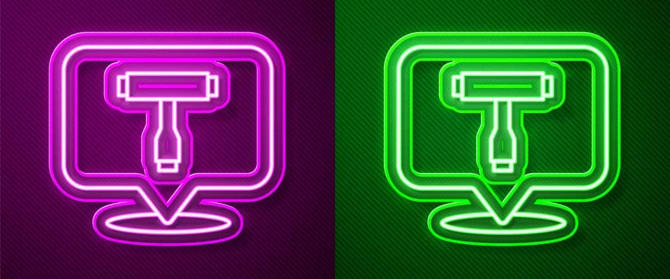 Glowing neon line Multi-Function All-In-One portable skate tool T-tool for Stock Illustration