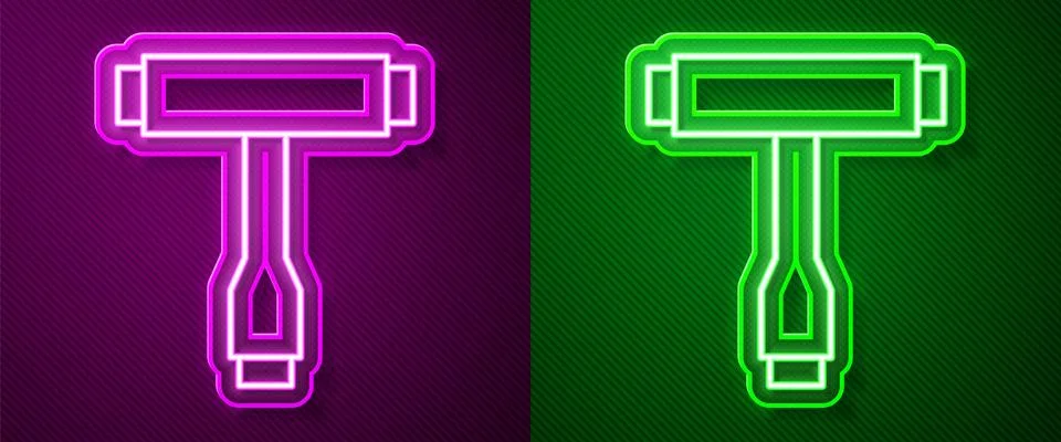 Glowing neon line Multi-Function All-In-One portable skate tool T-tool for .. Stock Illustration