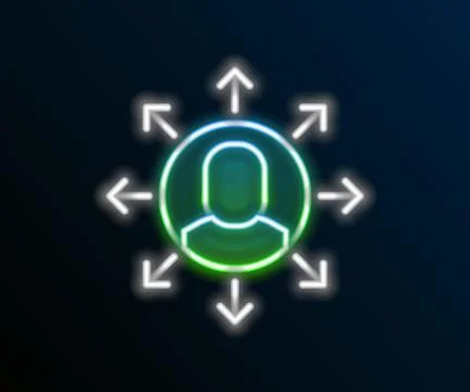 Glowing neon line Multitasking manager working icon isolated on black backgro Stockillustratie