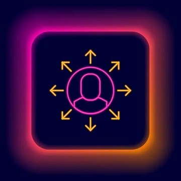Glowing neon line Multitasking manager working icon isolated on black backg.. Stockillustratie