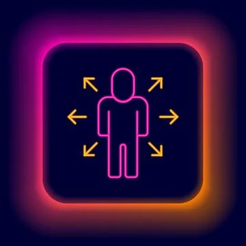 Glowing neon line Multitasking manager working icon isolated on black backg.. 스톡 일러스트
