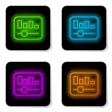 Glowing neon line Music equalizer icon isolated on white background. Sound .. イラスト素材