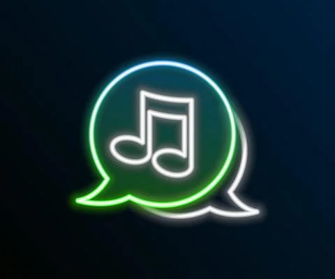 Glowing neon line Music note, tone icon isolated on black background. Colorful Stock Illustration