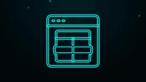 Glowing neon line MySQL code icon isolated on black background. HTML Code symbol Stock Footage 155481801