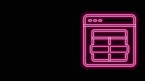 Glowing neon line MySQL code icon isolated on black background. HTML Code symbol Stock Footage 155481805