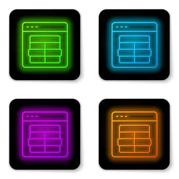 Glowing neon line MySQL code icon isolated on white background. HTML Code symbol Stock Illustration