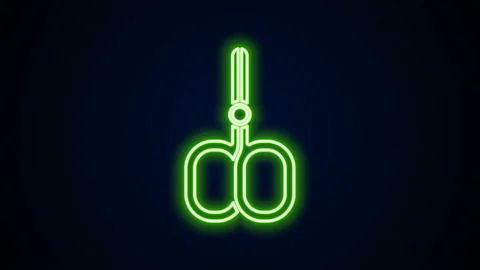Glowing neon line Nail scissors cuticle cut beauty salon icon isolated on black Stock Footage 142290563