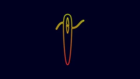 Glowing neon line Needle for sewing with thread icon isolated on blue background Stock Footage 227250906