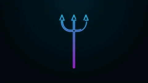 Glowing neon line Neptune Trident icon isolated on black background. 4K Video Stock Footage 140232928