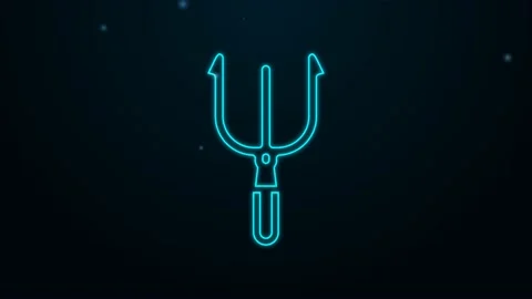 Glowing neon line Neptune Trident icon isolated on black background. 4K Video Stock Footage 156437249