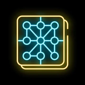 Glowing neon line neural network icon isolated on black background artificial 스톡 일러스트
