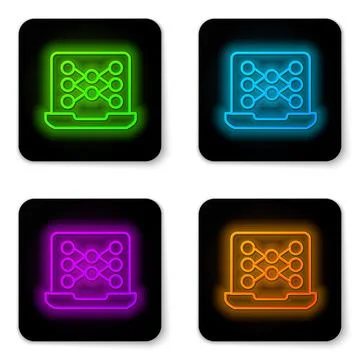 Glowing neon line Neural network icon isolated on white background. Artific.. イラスト素材