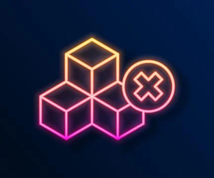 Glowing neon line No sugar free icon isolated on black background. Sugar cu.. Ilustración de archivo