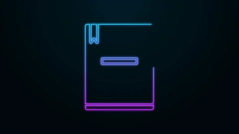 Glowing neon line Notebook icon isolated on black background. Spiral notepad Video stock 139992773