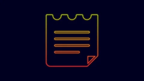 Glowing neon line Notebook icon isolated on blue background. Spiral notepad icon Video stock 227190737