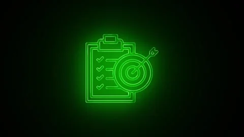 Glowing neon line Notebook icon isolated on black background Stock Footage 305299475