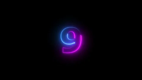 Glowing neon line number animation on black background. neon number 9. Two-.. Stock Footage 293484467