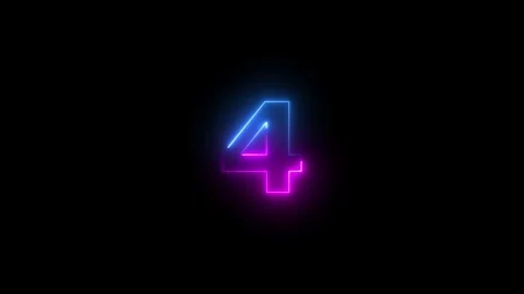 Glowing neon line number animation. number 4. Two-color looping trendy glow.. Stock Footage 293484468