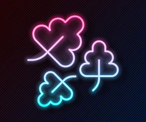 Glowing neon line Oak leaf icon isolated on black background. Vector Stock Illustration