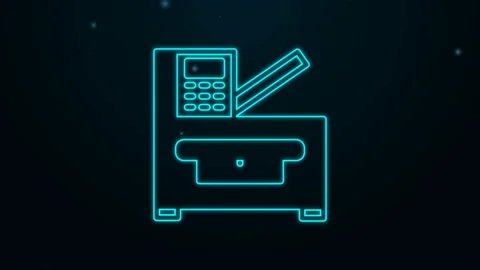Glowing neon line Office multifunction printer copy machine icon isolated on 動画素材 139727994
