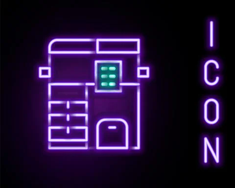 Glowing neon line Office multifunction printer copy machine icon isolated on Stock Illustration