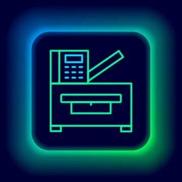 Glowing neon line Office multifunction printer copy machine icon isolated on Stock Illustration
