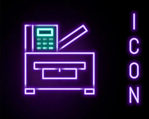 Glowing neon line Office multifunction printer copy machine icon isolated on  Stock Illustration