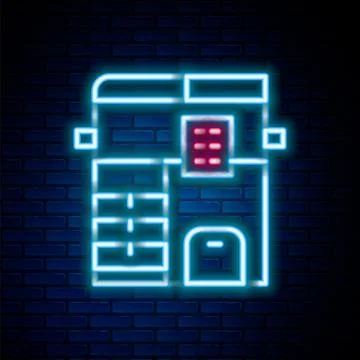 Glowing neon line Office multifunction printer copy machine icon isolated on Stock Illustration