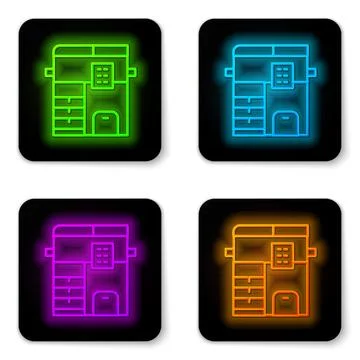 Glowing neon line Office multifunction printer copy machine icon isolated on Stock Illustration