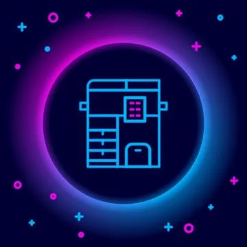 Glowing neon line Office multifunction printer copy machine icon isolated o.. Stock Illustration