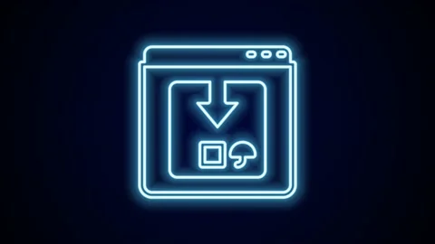 Glowing neon line Online app delivery tracking icon isolated on black background Stock Footage 227331817