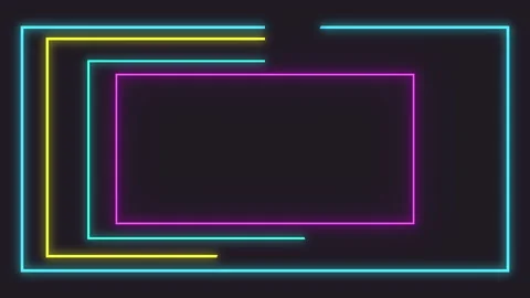 Glowing neon line or web neon box pattern LED screens projection technology. Stock Footage 146360163