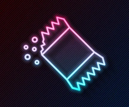 Glowing neon line Packet of pepper icon isolated on black background. Vector Stock Illustration