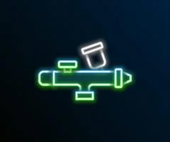 Glowing Neon Line Paint Spray Can Icon Isolated On Black