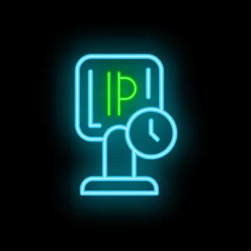 Glowing neon line parking time icon isolated on black background, perfect f.. Stock Illustration
