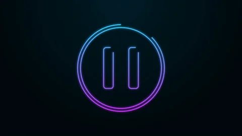 Glowing neon line Pause button icon isolated on black background. 4K Video Stock Footage 140149593