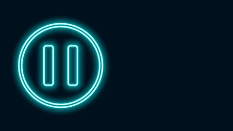 Glowing neon line Pause button icon isolated on black background. 4K Video Stock Footage 141771744